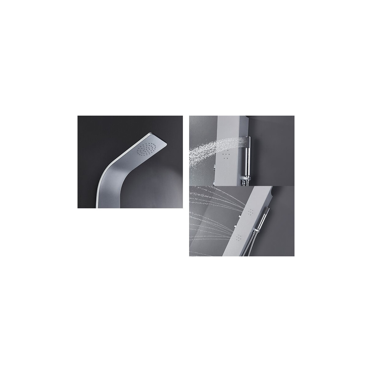 Duschsäule (1300 mm x 180 mm) aus silberfarbener Aluminiumlegierung
