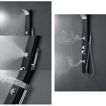 Balneo Duschsäule 125Cmx 170Cm aus schwarzem Aluminium für Duschkabine Dusche oder Wanne Badezimmer Hammam Spa Sauna Wellness