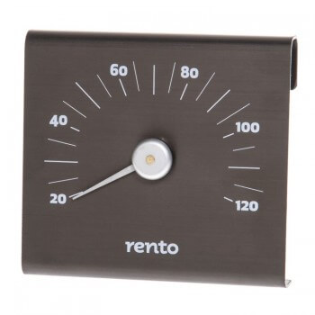 RENTO Thermometer aus schwarz gebürstetem Aluminium für SAUNA