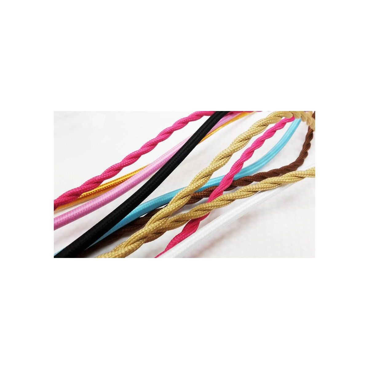 Fil électrique tissé de couleur jaune vintage look retro en tissu  