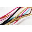 Fil électrique tissé de couleur jaune vintage look retro en tissu  