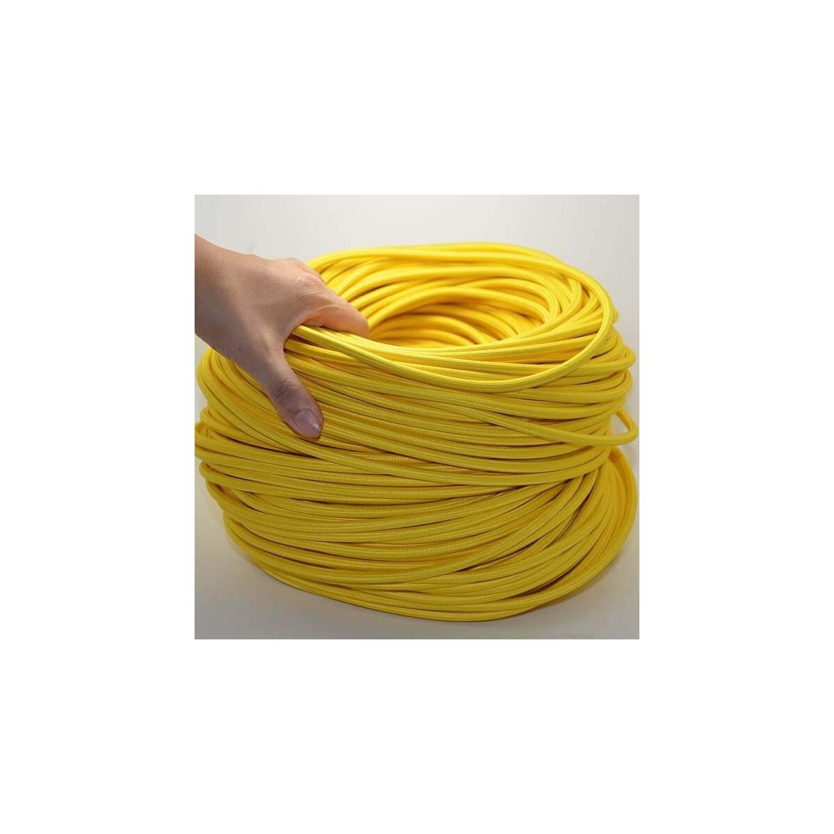 Fil électrique tissé de couleur jaune vintage look retro en tissu  