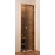Porte de Sauna en verre sécurite 8 mm cadre en pin 70 x 190 bronze