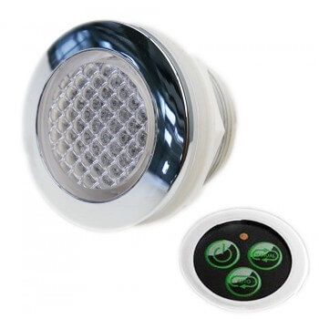 Foco empotrable RGB estanco IP68 + pulsador de control y transformador para hammam y baño