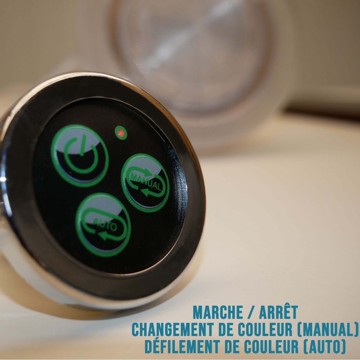 Spot RGB ip68 etanche encastrable + bouton de contrôle et transformateur pour hammam et salle de bain