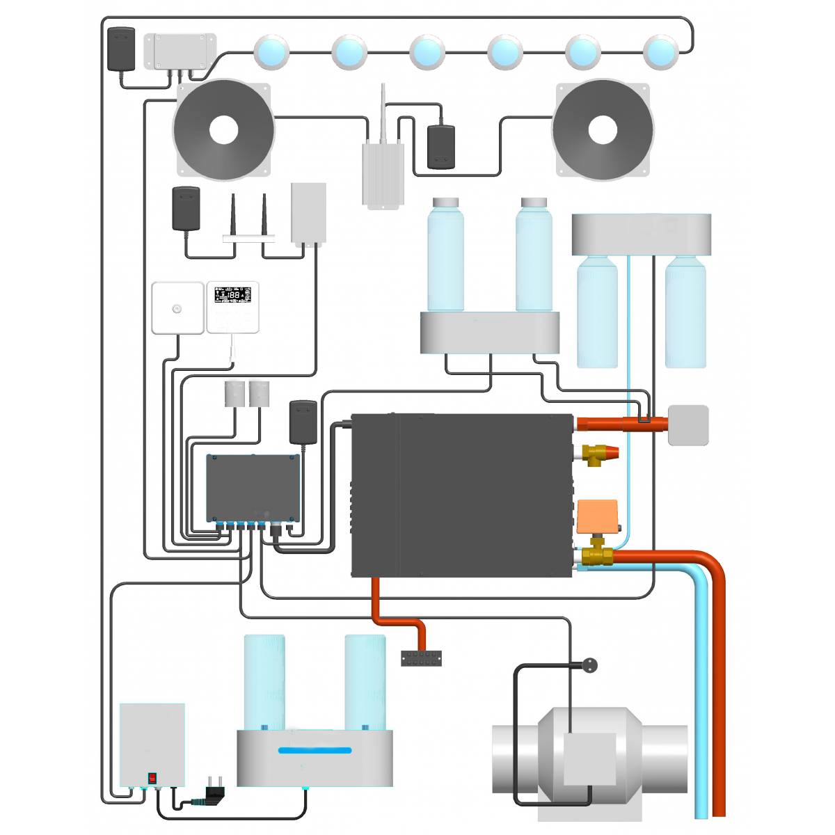 Generador de Vapor Para Hammam 4Kw Desineo Para Uso Profesional o Doméstico drenaje automático y posibles opciones