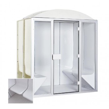 Cabine de hammam 4 places complète en acrylique + porte et vitres 190 x 130 x 225 cm pret à monter desineo