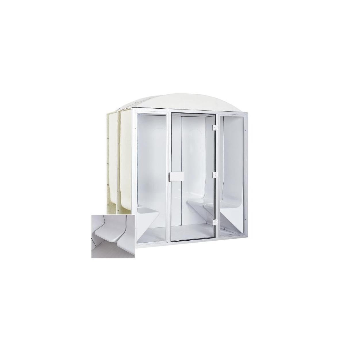 Cabina hammam completa de 4 plazas en acrílico + puerta y ventanas 190 x 130 x 225 cm lista para montar desineo
