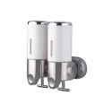 Double distributeur à savon et shampoing 2 x 500ml ultra ergonomique fond blanc