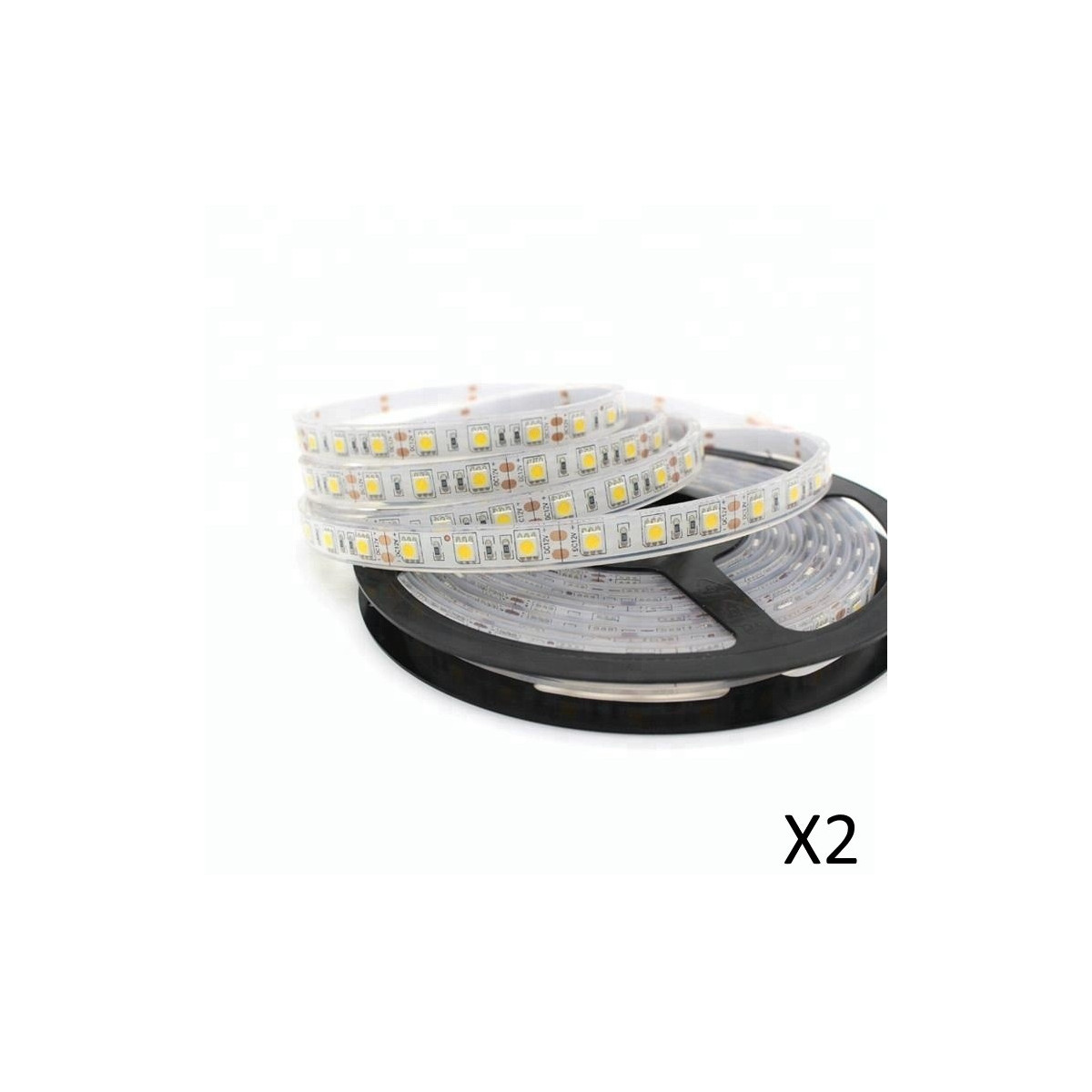 Satz von 2 Bändern weiße heiße 5 Meter LED + Trafo 12V IP68