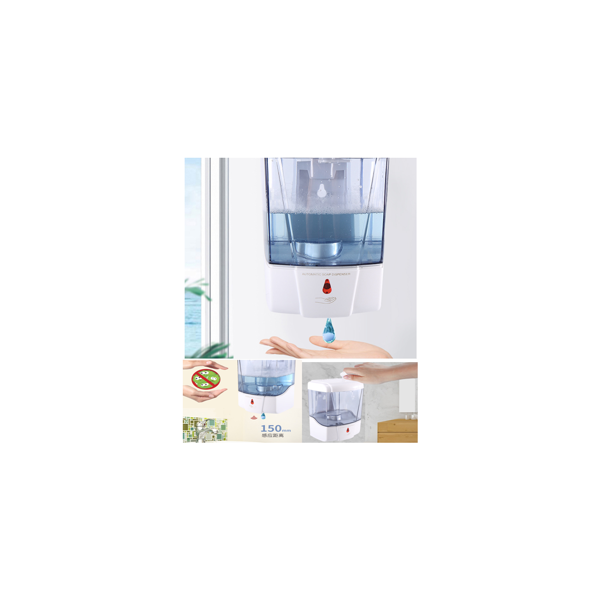 Double distributeur à savon et shampoing 2 x 500ml ultra ergonomique