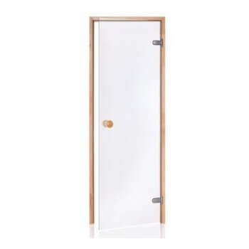 Porta sauna in vetro sicura da 8 mm in cornice di pino trasparente 80 x 190