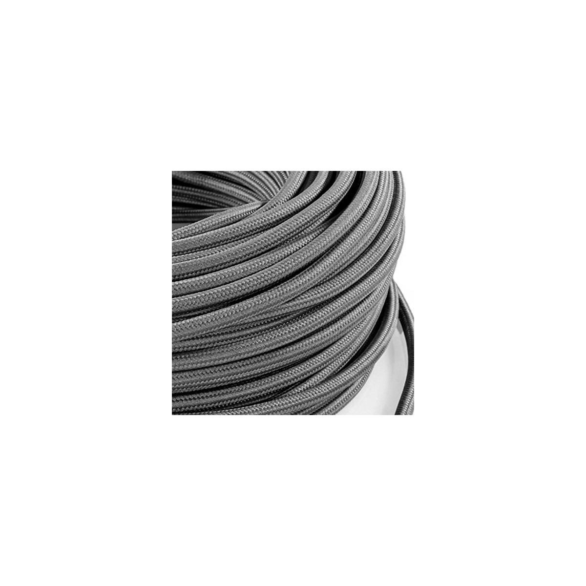 Cable eléctrico tejido gris vintage en tela retro (vendido por metros)