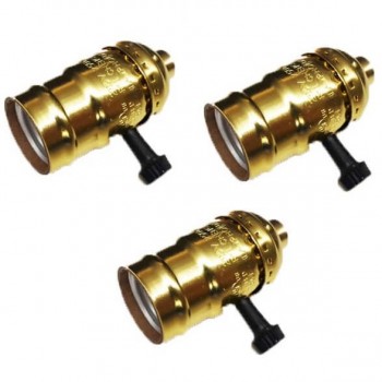 Conjunto de 3 vintage oro casquillos E27 con interruptor giratorio