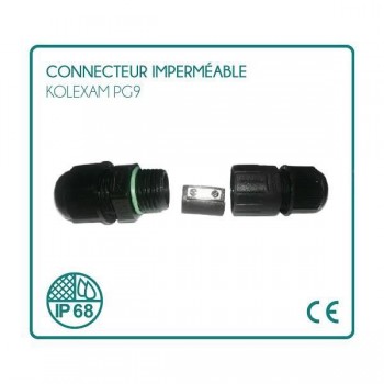 Connecteur Étanche IP68 Noir 2 Fils