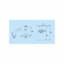 Grifo automático por infrarrojos antivandálico en acero inoxidable, esquema y dimensiones