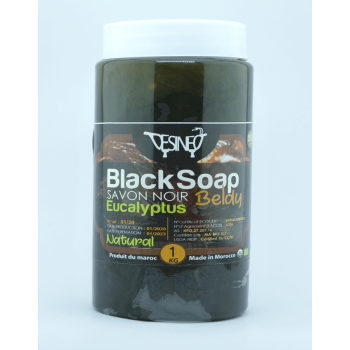 100% natural black soap with bio eucalyptus 1kg beldi body care format