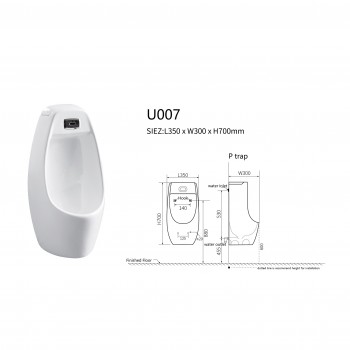 Smart wall urinal 325 x 300 x 690 mm