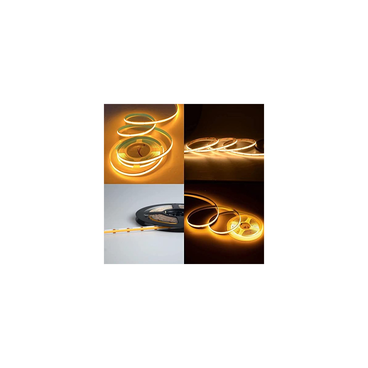 Ruban led blanc chaud COB ip 33 5mètres avec bande adhesive et fixations fournies