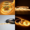 Striscia LED COB ip 33 bianco caldo da 5 metri con striscia adesiva e fissaggi forniti