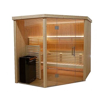 Cabine de sauna Harvia d'angle 206 x 203,3 x 202 cm 3 ou 4 personnes poêle à sauna fournis