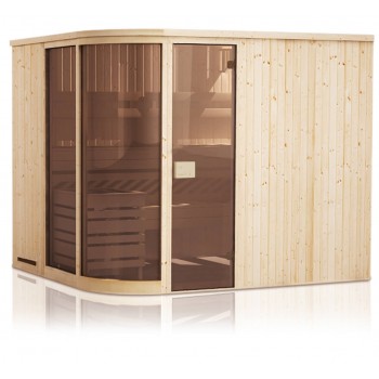 Cabine de sauna Finlandais 244x194x199 avec poêle à commande déportée