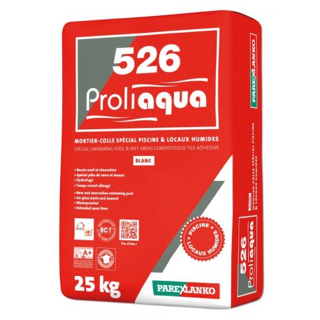 Mortier Colle hammam Piscine Proliaqua Blanc ParexLanko L526BL25 25 kg