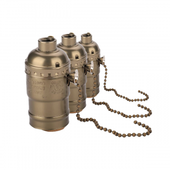 Enchufe E27 cromado vintage con interruptor de cadena