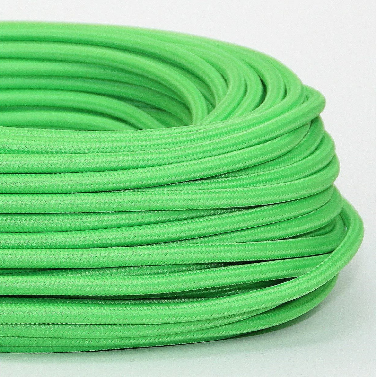 Fil électrique tissé vert pomme vintage look retro en tissu