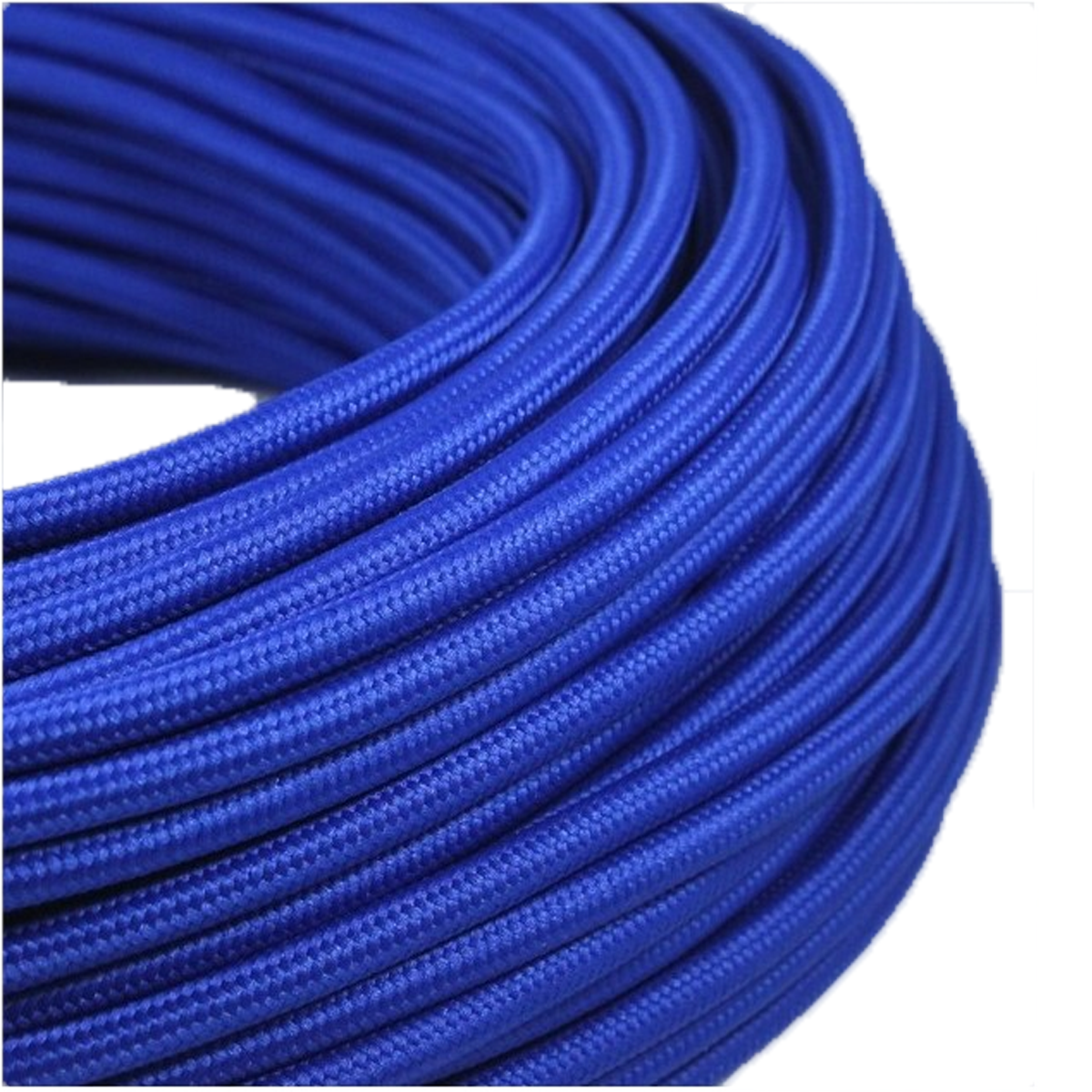 Cable eléctrico tejido azul marino con apariencia retro vintage en tela  