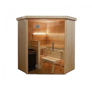 Cabina de sauna de esquina Harvia 163,5 x 163,5 x 202 cm Estufa de sauna para 2 o 3 personas incluida