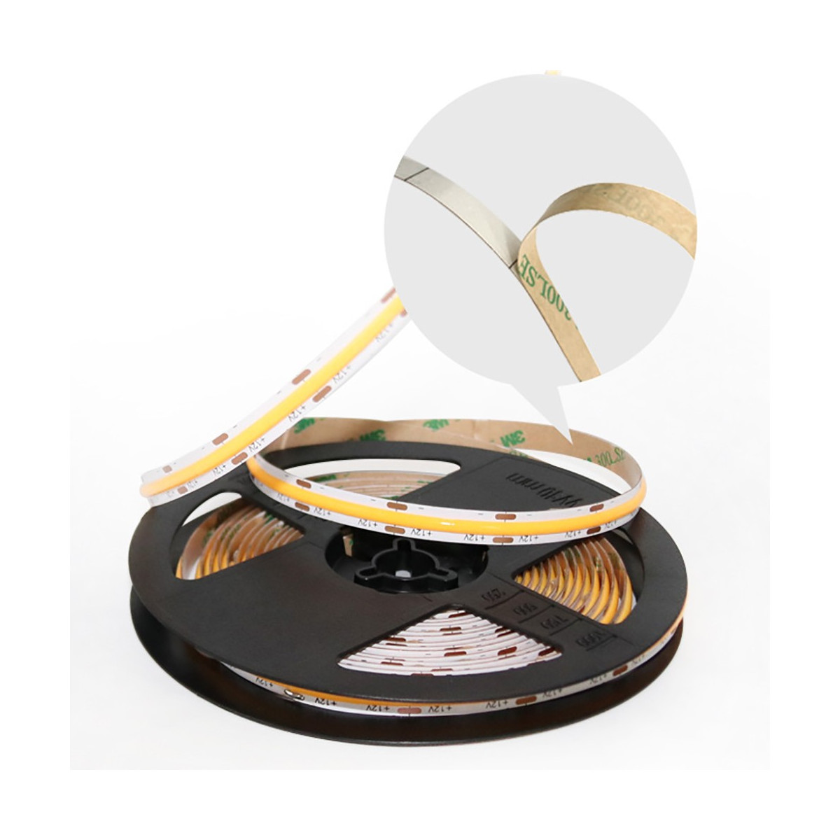 Striscia LED COB ip 33 bianco caldo da 5 metri con striscia adesiva e fissaggi forniti