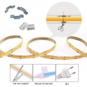 Ruban led blanc chaud COB ip 33 5mètres avec bande adhesive et fixations fournies