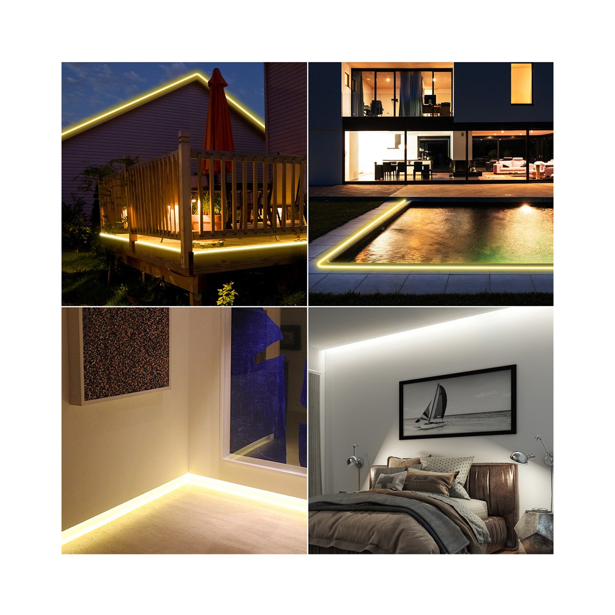 Tira LED COB ip 33 blanco cálido 5 metros con tira adhesiva y fijaciones incluidas
