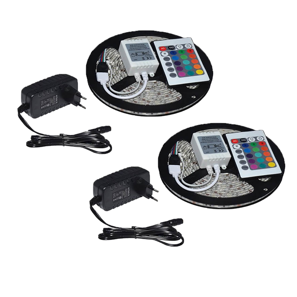 Set di 2 nastro 5 m LED RGB + telecomando + trasformatore 12v SMD5050 IP68