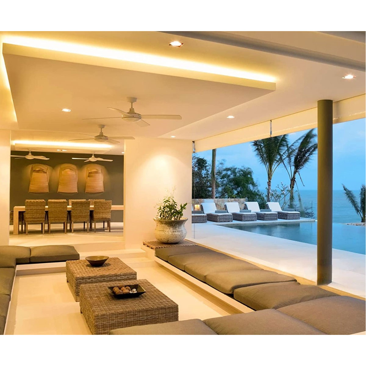 Ruban LED IP65 Blanc chaud 5 mètres adhésif résistant à l'humidité 