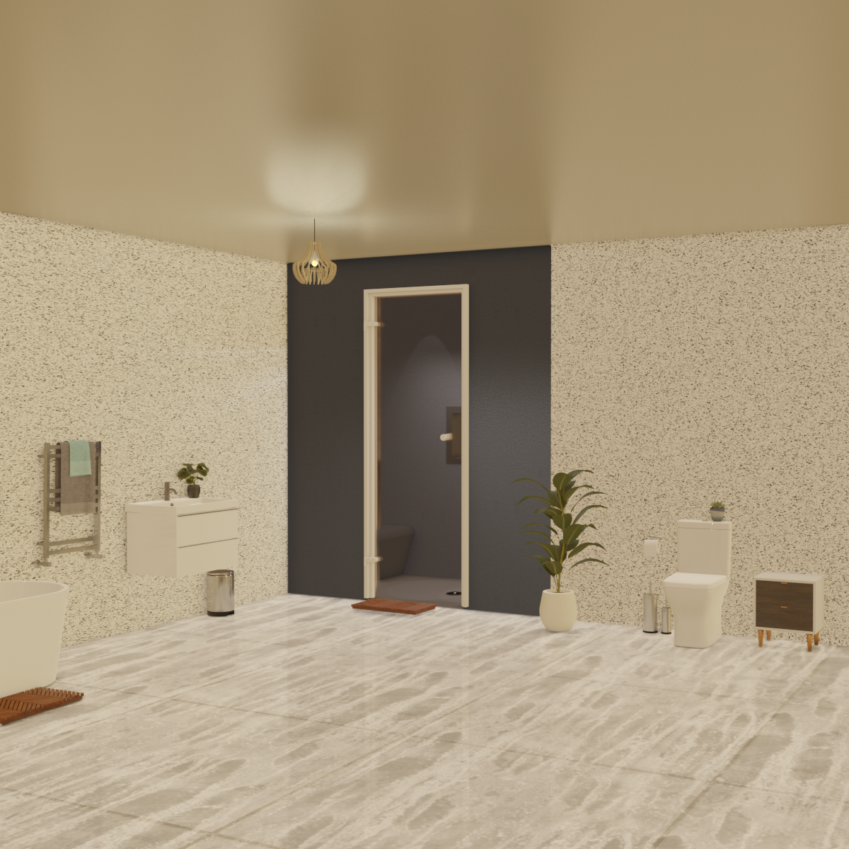 Hamam-Kabinenbausatz zum Kacheln 180 x 100 mit Dampfgenerator