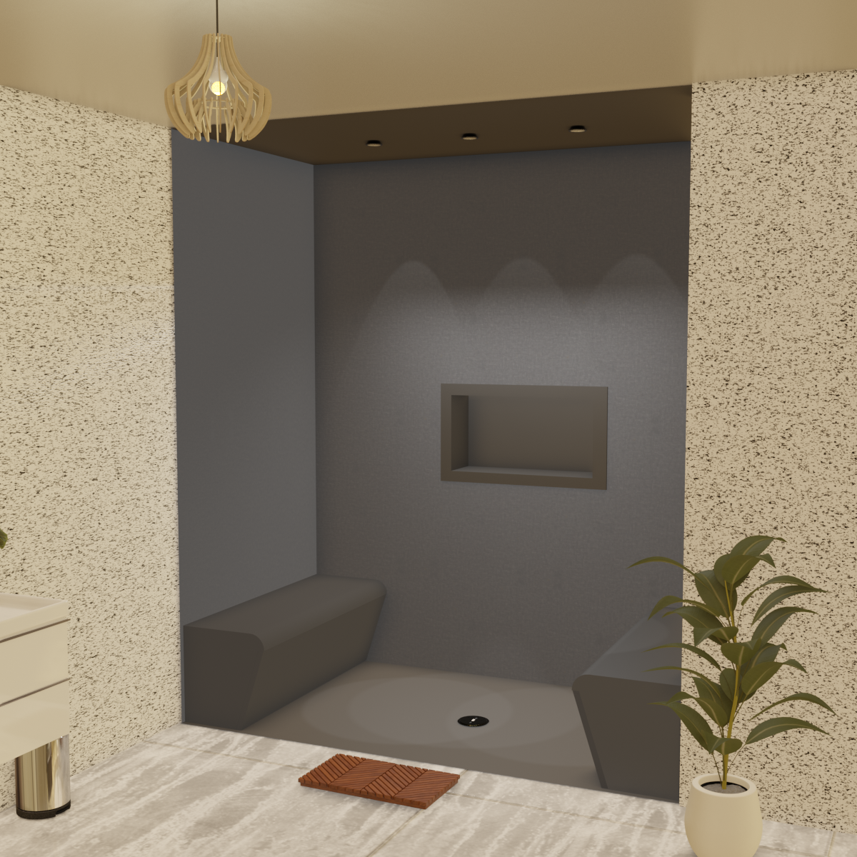 Kit de construcción cabina hammam a teja 180 x 100 con generador de vapor
