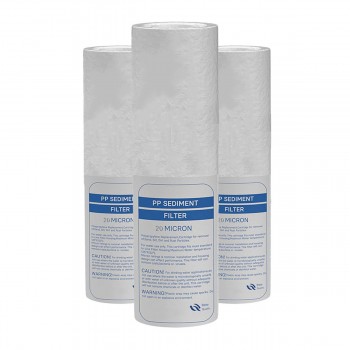 Lot de 3 cartouches anti-sédiment 20 microns pour porte filtre 9-3/4 - 10 Pouces de face en quinconce