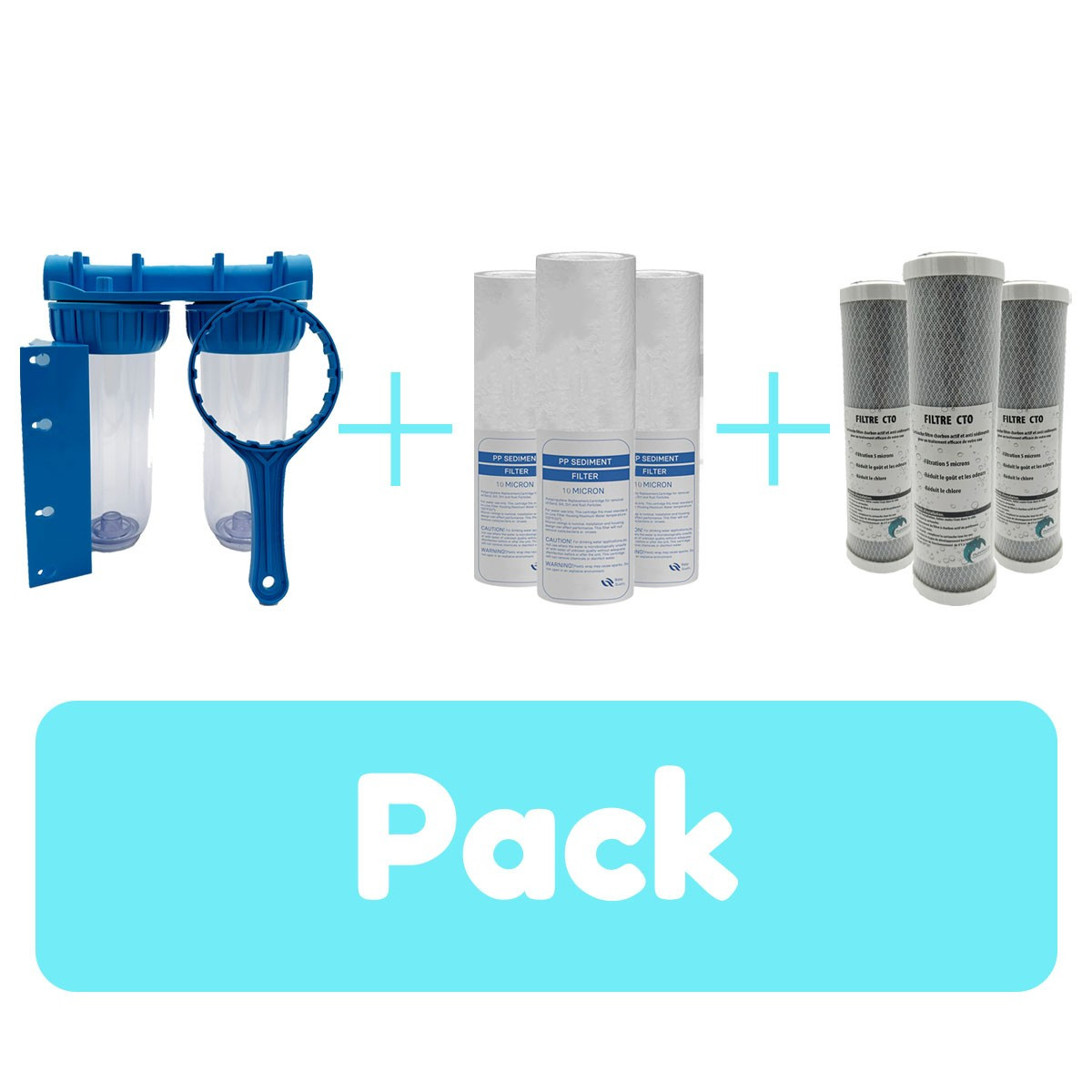 Filtration Pack Doppeltür Wasserfilter 50 und 20 Mikron Sedimentfilter.