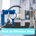 Pack de filtration d'eau double porte filtre plus filtre à sédiment 50 et 20 microns.