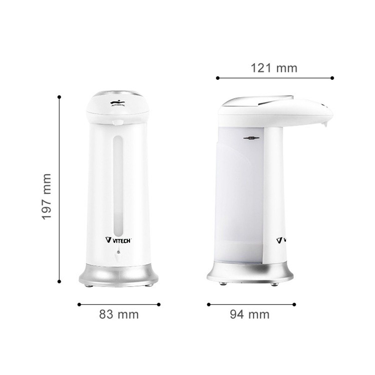 Dimensions double distributeur à savon et shampoing 2 x 500ml ultra ergonomique