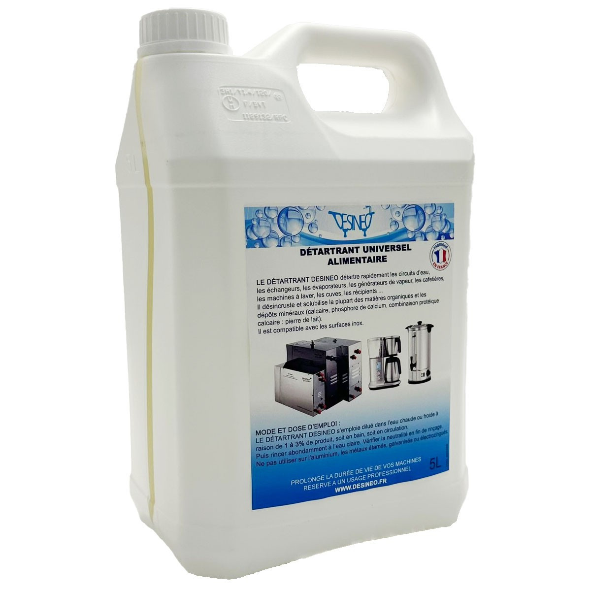 Détartrant express 5 Litres acide phosphorique alimentaire pour générateur de vapeur et cafetière, lave vaisselle etc