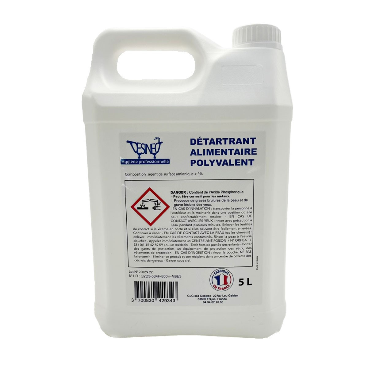 Détartrant express 5 Litres acide phosphorique alimentaire pour générateur de vapeur et cafetière, lave vaisselle etc