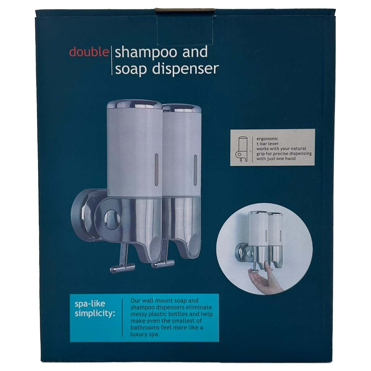 Double distributeur à savon et shampoing 2 x 500ml ultra ergonomique