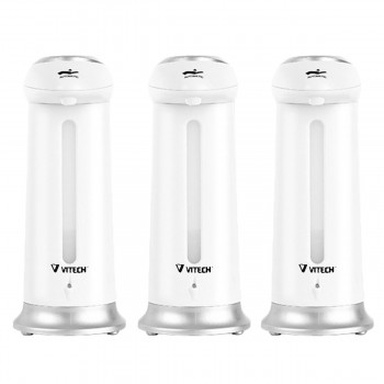 Lot de 3 distributeurs automatiques de savon, gel hydroalcoolique 330 ml gris et blanc soap dispenser auto dispenser