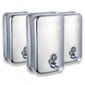 Lot of 3 dispensers of stainless steel soap anti vandalism 1 Litre