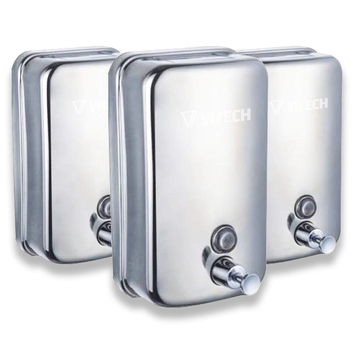 Lot de 3 distributeurs de savon inox anti vandalisme 1 Litre