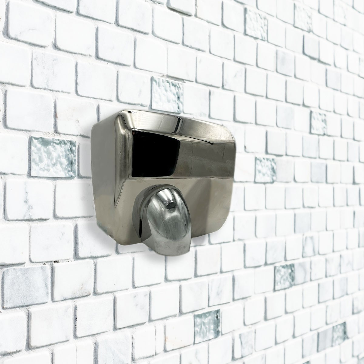 Sèche-mains professionnel Vitech Electrique automatique inox chromé a air pulsé 2300 W anti vandalisme à tête orientable