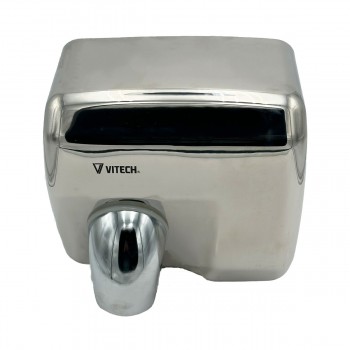 Sèche-mains professionnel Vitech Electrique automatique inox chromé a air pulsé 2300 W anti vandalisme à tête orientable